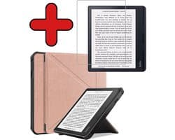 Hoes Geschikt voor Kobo Sage - Met Screenprotector - Luxe E-reader Trifold Case - Bescherm Hoesje Book Cover - Rosé Goud
