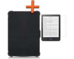 Hoesje Geschikt voor Kobo Clara HD Hoes Book Case - Hoes Geschikt voor Kobo Clara HD Hoesje Book Cover Met Screenprotector - Zwart