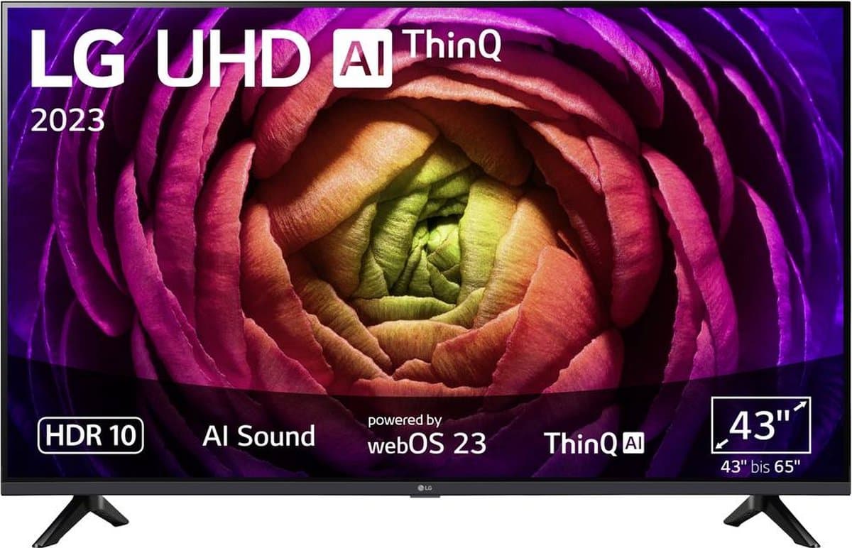 LG Electronics - 4K Smart UHD TV - 43UR73006LA - LCD TV - 109.2 cm - 43 inch - EEC G (A - G) UHD - Smart TV - Wi-Fi - CI+ - Black — afbeelding 1