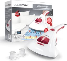 CLEANmaxx huisstofmijt handstofzuiger met UV-C lamp incl. 2 vervangingsfilters - wit/rood — thumbnail 5