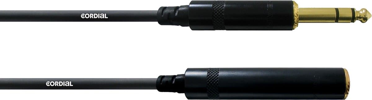 Cordial CFM 3 VK - Verlengkabel - 6.3mm Stereo Jack Male naar Female - 3 Meter - Zwart - REAN Vergulde Contacten - Koptelefoon — afbeelding 1