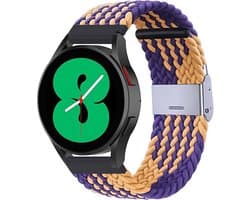 By Qubix - Geschikt voor Garmin bandje - Geschikt voor Garmin Forerunner 970 / 570 (47mm) / 255 - Braided nylon bandje - Oker / paars - Smartwatch bandje 22mm