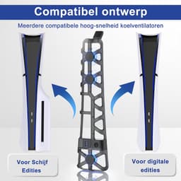 RGB Koelventilator geschikt voor Playstation 5 Slim Console - voor PS5 Slim met LED-lichtkoelsysteem - PS5 Slim Disc Edition & Digital Edition Console - Zwart — thumbnail 5