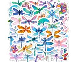Libellen Stickers 50 Stuks | Dieren Stickers | Libel | Insecten | Laptop Stickers | Stickers Kinderen en Volwassenen | Stickervellen | Plakstickers | Koffer Stickers | Stickers Bullet Journal en Planner