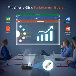 Beamer met afstandsbediening, 1080P Ondersteund LED Wifi projector met luidspreker 16:9 — thumbnail 2
