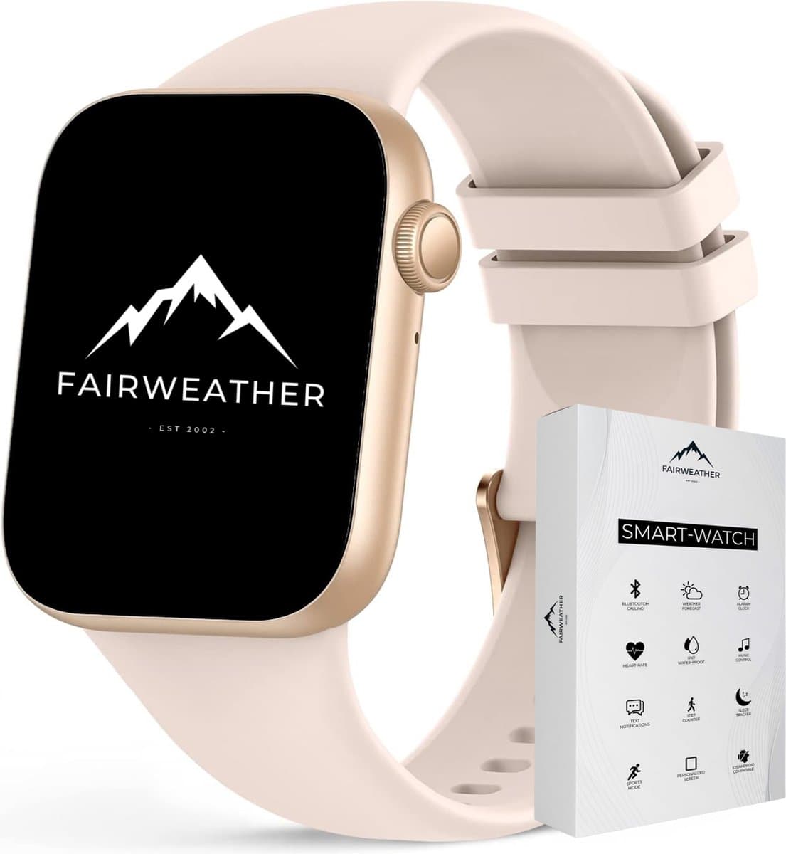Fairweather Smartwatch Ultra – Heren & Dames – HD – Stappenteller – Slaapmeter – hartslagmeter – Geschikt voor iOS en Android - Rose goud — afbeelding 1