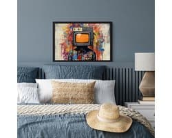 Fotolijst incl. Poster - Televisie - Graffiti - Mens - Kleuren - 60x40 cm - Posterlijst