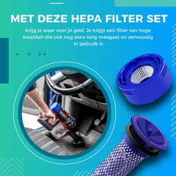 HEPA Filter Set voor Stofzuiger - Geschikt voor Dyson Steelstofzuiger V7 en V8 Series -DC58, DC59, DC61, DC62, DC74- Wasbaar — thumbnail 4