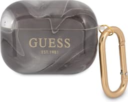 Guess Shiny Marmer AirPods Pro Case Zwart — thumbnail 1