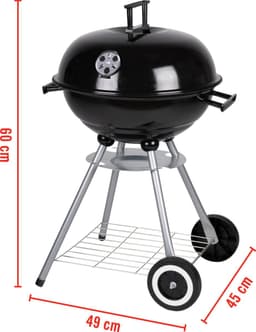 BBQ Collection Houtskoolbarbecue - Kogelbarbecue 45 x 60 centimeter - Ronde Barbecue - Barbecue op Wielen - Zwart - Metaal — thumbnail 2