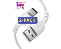 2x USB-C Data- en Laadkabel 1M - 2.4A Snellader Kabel - Fast en Quick Charge Oplaadkabel - Type C Naar USB-A - Oplaadsnoer Telefoon - Laptop