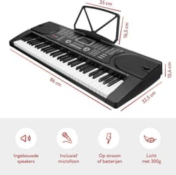 Áengus keyboard 61 toetsen, Piano met Standaard en Microfoon - A289 — thumbnail 4