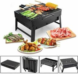 Opvouwbare BBQ - Draagbare opvouwbare grill met rooster - Portable Vouw Barbecue - Festival BBQ - Camping - Tafel - Zomer - Vaderdag - Park - Rechthoekig - 35 x 27.50 x 20 cm - Zwart — thumbnail 1