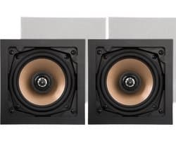 Artsound HPSQ525 5,25 inch wand- en plafondluidsprekers, 10-100 Watt, voor thuis, badkamer, keuken, kantoor, HiFi, met draaibare tweeter, alu conus, sjabloon voor installatie, vierkant, 170x170x80mm, <50m²