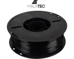 PLA 3D Filament 1kg 1,75mm- zwart Malatec. kleur: zwart, type filament: PLA, diameter: 1,75 mm, spoelgrootte: 19,8 x 6,6 cm, gewicht filament: 1 kg, gewicht met spoel: 1,12 kg, gewicht in verpakking: 1,2 kg,