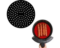 Consumerce® Siliconen Airfryer Bakmat – Rond 8 Inch – Zwart – Airfryers – Heteluchtfriteuse – Bakpapier Accessoires – Air Fryer Bakje XL XXL – Heteluchtoven – Hetelucht Oven Bakjes – Friteuse Mandje – Papier