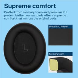 MMOBIEL Vervangende Oorkussens Geschikt voor Bose QuietComfort Ultra Wireless Noise Cancelling Hoofdtelefoons – Memory Foam en Protein PU Koptelefoon Oorkussens - Noise Isolation Earpads – Zwart — thumbnail 3