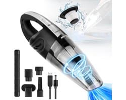 120W Handstofzuiger Voor Auto - Draagbare Stofzuiger met HEPA Filter - USB Oplaadbaar - Nat & Droog Stofzuigers - 5 Accessoires marterverjager auto