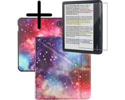 Hoes Geschikt voor Kobo Libra Colour Hoesje Bookcase Cover Hoes Trifold Met Screenprotector - Hoesje Geschikt voor Kobo Libra Colour Hoes Cover Case - Galaxy