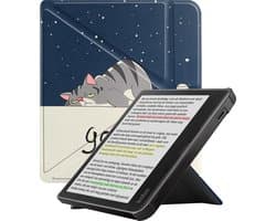 Hoes Geschikt voor Kobo Libra Colour - E-reader Bescherm Hoesje Case Sleep Cover Trifold - Hoes Geschikt voor Kobo Libra Colour Hoesje - Kat
