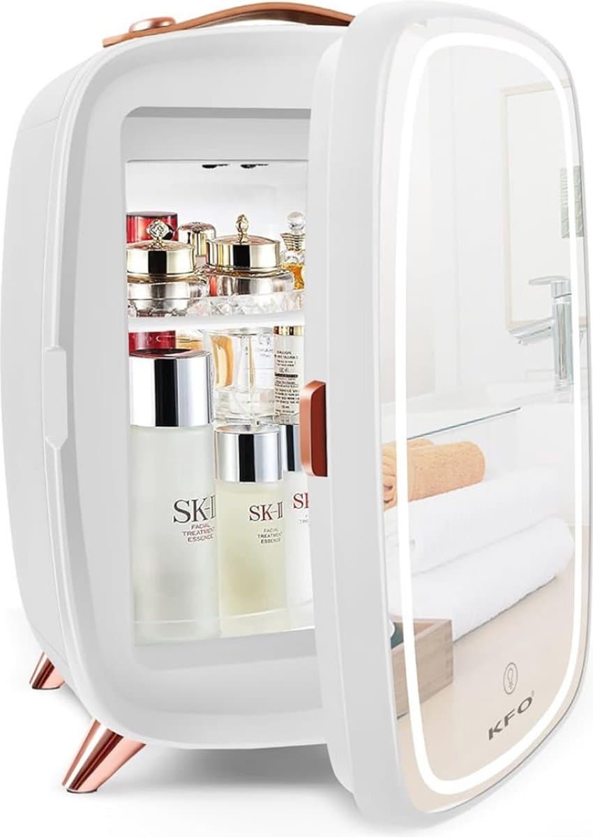 Skincare Beauty Fridge – Mini Koelkast – Minibar – 6 Liter – Slaapkamer – Stijlvol – Met LED Spiegel – Wit — afbeelding 1
