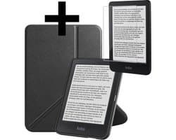 Hoes Geschikt voor Kobo Clara BW - E-reader Bescherm Hoesje Case Sleep Cover Trifold Met Screenprotector - Hoes Geschikt voor Kobo Clara BW Hoesje - Zwart