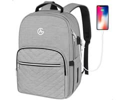 AG Luxe Rugzak Grijs- Rugzakken - Rugtassen - Laptop - 26L - School - voor jongens en meisjes, dames en heren - Backpack Waterafstotend- Schooltas - Reizen & Werken - Anti Diefstal Ontwerp - Inclusief Usb Oplaadstation