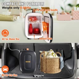 Vevor Minikoelkast 4L - Koel- en Verwarmingsfunctie - Compacte Minibar voor Cosmetica, Frisdrank en Babymelk - Draagbaar met Handvat - Stil en Lichtgewicht - Zwart — thumbnail 5