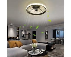 Kristallen LED Ventilator - Smart Lamp - 6 Standen - Dimbaar - Zwart - Crystal Ventilator Lamp - Woonkamerlamp - Moderne lamp — afbeelding 1