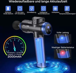Massagepistool met 30 snelheden en 8 massagekoppen - led-display touchscreen - nek, schouder en rugmassage (bubbel) — thumbnail 5