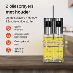 ZolZia® Olijfolie Sprayer Set – 2x Olie Sprayer / Verstuiver – RVS Oliespray Fles voor Airfryer, BBQ & Koken – Hervulbaar – Incl. Trechter & Borstel — thumbnail 2
