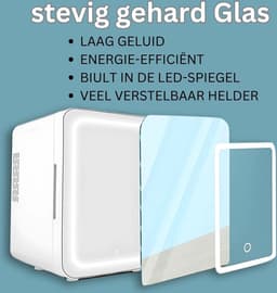 Skincare Fridge 4L - Organizer met Hollywood Spiegel met Verlichting - Make up Koelkast - Beauty Fridge - Wit — thumbnail 5