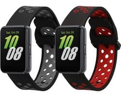 kwmobile 2x horlogebandjes geschikt voor Samsung Galaxy Fit 3 bandje - Smartwatch bandjes van TPU - Activity tracker horloge band in zwart / rood / zwart / grijs