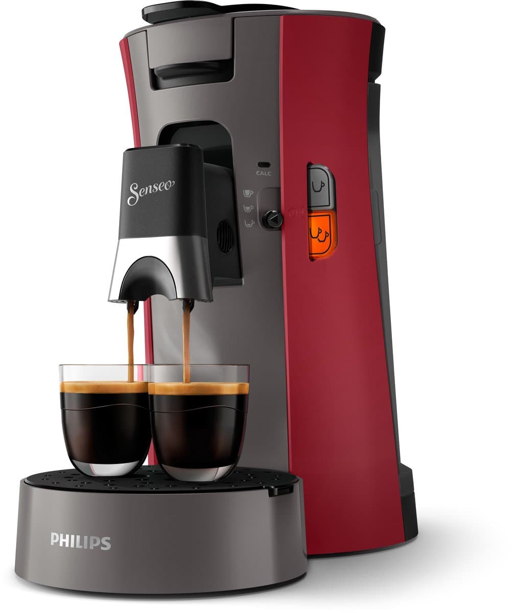 Philips Senseo Select Koffiepadmachine CSA230/90 - Keuze uit 1 of 2 Kopjes - Instelbare Intensiteit - Automatische Uitschakeling - Rood en Grijs — afbeelding 1