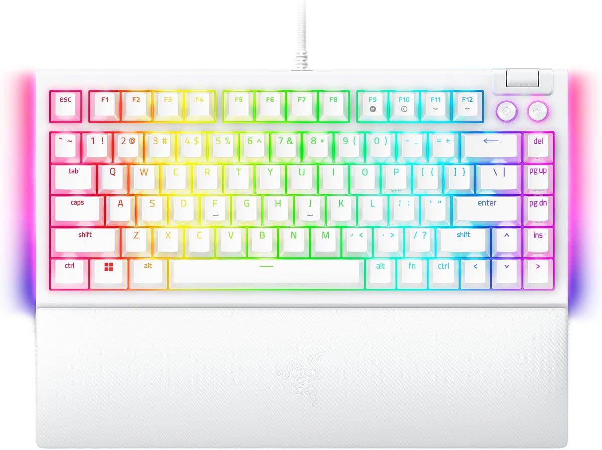 Razer BlackWidow V4 75% - Mechanisch Gaming Toetsenbord - Orange Switch - RGB - Qwerty - Wit — afbeelding 1