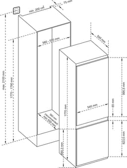 Inventum IKV1786S 178 cm stille inbouw koel-vriescombinatie - Koelkast met vriesvak - Energiezuinig - Supervriezen - Vershoudlade - 251 liter - Pizzavak - Sleepdeur - Wit — thumbnail 12