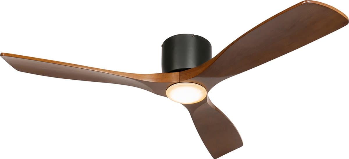 QAZQA jerri - Dimbare LED Plafondventilator met Verlichting | Lamp en Afstandsbediening - 1 lichts - Ø 131.5 cm - Bruin - Woonkamer | Slaapkamer | Keuken — afbeelding 1