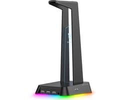 DrPhone ONIKUMA ST-2 - Hoofdtelefoonstandaard - 3 USB-Poorten, RGB-Verlichting en Audio-Interface - Koptelefoonstandaard - Organizer