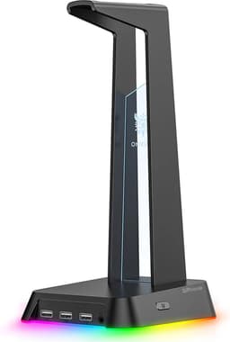DrPhone ONIKUMA ST-2 - Hoofdtelefoonstandaard - 3 USB-Poorten, RGB-Verlichting en Audio-Interface - Koptelefoonstandaard - Organizer — thumbnail 1