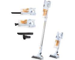 PRIMO PR500SV Steelstofzuiger Draadloos 3-in-1 - Stofzuiger Zonder Zak - Kruimelzuiger - HEPA Filter - Wit/Peach