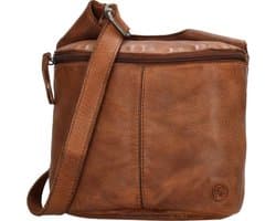 Hide & Stitches Paint Rock Crossbody Schoudertas - Ritsvakken - Leren Dames Tas - Cognac
