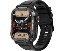 Kiraal Wave - Mannelijke Elegantie - Robuust Smartwatch Ontwerp - Android & iOS - Stijlvol Zwart Design