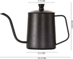 House of Husk Slow Coffee Ketel - Zwart - Pour Over Kettle - Gooseneck kettle - Heet Water Ketel - Coffeemaker - RVS - Cafetière - Pour Over - Koffie - 600 ml — thumbnail 4