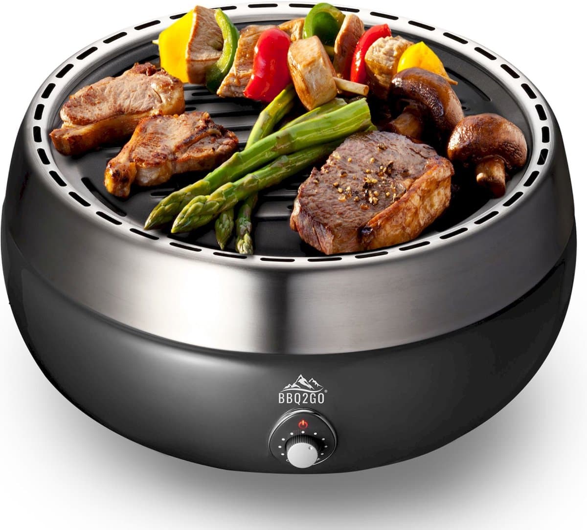 BBQ2GO - BBQ - Rookvrije Houtskool Barbecue - Tafel BBQ - Geschikt voor 2 - 5 Personen - Binnen 5 min Gebruiksklaar met 125 gr. houtskool- Inclusief Draagtas — afbeelding 1