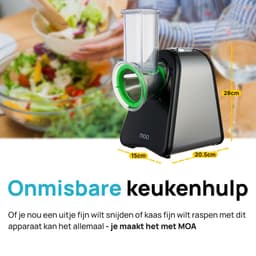 MOA Foodprocessor - Groentesnijder - Hakmolen - BPA-Vrij - Meerdere Opzetstukken - Uiensnijder - RVS/Zwart — thumbnail 5