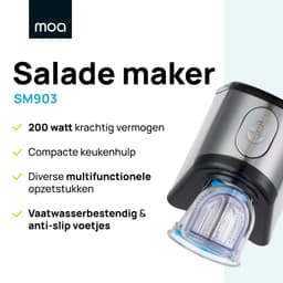 MOA Foodprocessor - Groentesnijder - Hakmolen - BPA-Vrij - Meerdere Opzetstukken - Uiensnijder - RVS/Zwart — thumbnail 2