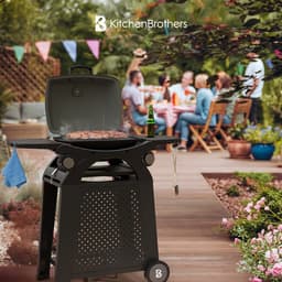 KitchenBrothers Gas BBQ - Staand en Tafelmodel Barbecue - 2 Branders - PFAS Vrij - Tafelbarbecue - Anti-aanbaklaag - 37x48 cm Grilloppervlak - Zwart — thumbnail 2