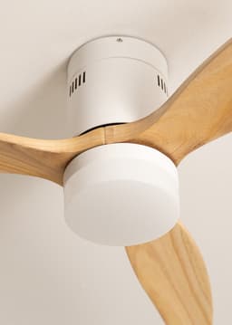 CREATE - Plafondventilator 40W silent Ø132 cm ABS - Met Verlichting drie temperaturen - Met Wandregelaar - Met Afstandsbediening - 6 Snelheden - Timer - Zomer/Winter functie - Naturel Hout - WIND CALM — thumbnail 3