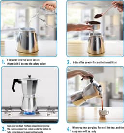 Espressomachine, 14 kopjes van aluminium, espressokan, espresso, mokkakan, Italiaanse koffiekoker met transparant deksel, niet voor inductie, 700 ml — thumbnail 5