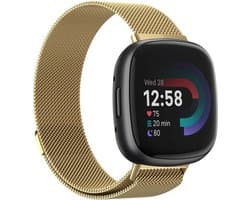 Strap-it Smartwatch bandje - Milanees bandje - geschikt voor Fitbit Versa 4 / Fitbit Sense 2 - goud - Maat: Maat L